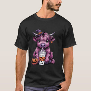 T-shirt Vache mignonne fantôme buvant du café Halloween fa