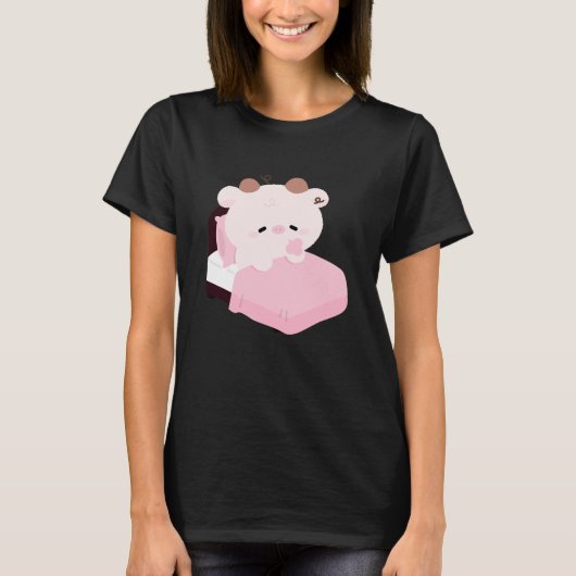 T-shirt Vache mignonne fatiguée (Devant)