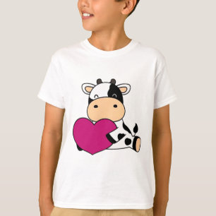 T-shirt Vache mignonne Saint-Valentin taille pochette Vach