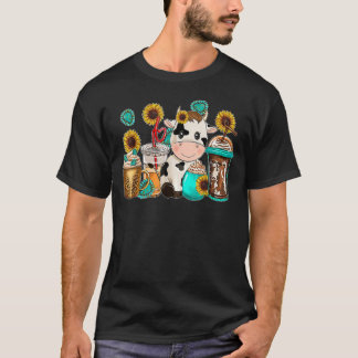 T-shirt Vache mignonne western cuir de vache tasse à café