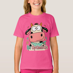 T-shirt Vache Optimiste - Dessin Animé Drôle et Mignon
