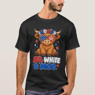 T-shirt Vache patriotique Rouge Blanc et Meuh 4 juillet