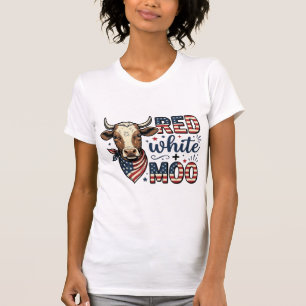 T-shirt Vache Patriotique Rouge Blanc Moo Chemise 4 Juille