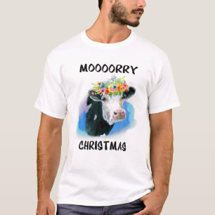 T-shirt Vache Père Noël lumières Noël Funky Vache Mooory C