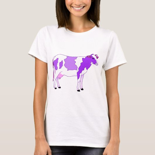 T-shirt Vache pourpre en pastel (Devant)