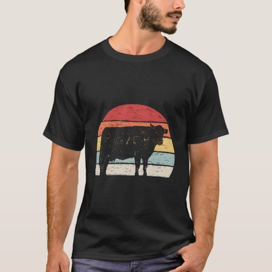 T-shirt Vache rétro vintage (Devant)