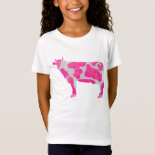 T-Shirt Vache rose et blanc Silhouette (Devant)