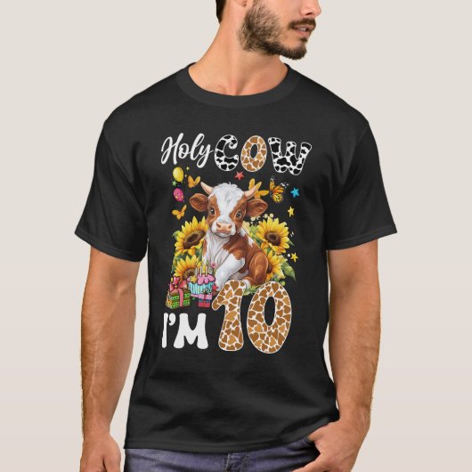 T-shirt Vache Saint J'ai 10 ans Vieux ferme Vache Sunflowe (Devant)