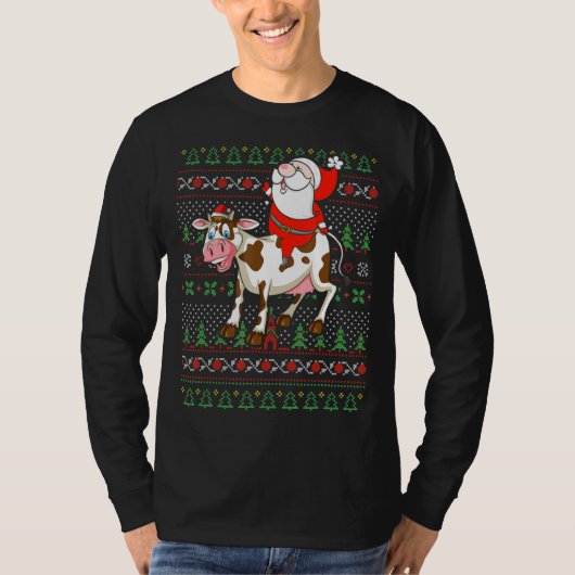 T-shirt Vache Santa Claus Couple Correspondant Noël (Devant)