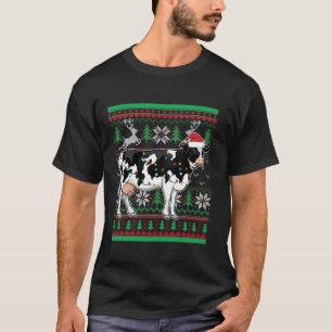 T-shirt Vache Santa Claus Lumières Drôle Producteur Laitie