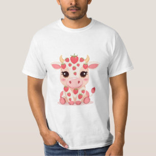 T-shirt Vache sucrée à la fraise – Douce bête de ferme pas