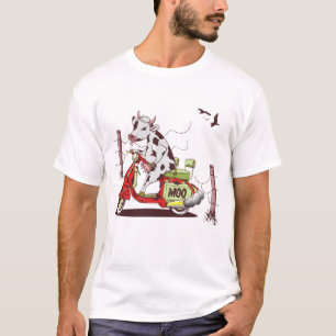 T-shirt Vache sur une moto rétro