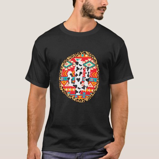 T-shirt Vache Tee Rétro Vache Peint Cactus (Devant)