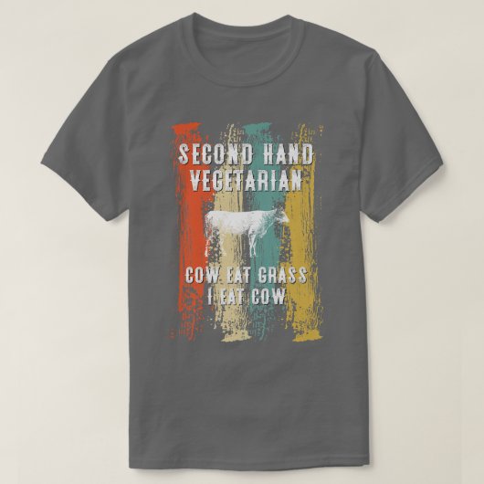 T-shirt Vache végétarienne seconde main Mange de l'herbe D (Design devant)