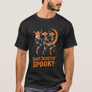 T-shirt Vacheresse squelette effrayant à bottes Halloween 