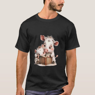 T-shirt vaches drôles lisant des livres pour femmes et fil