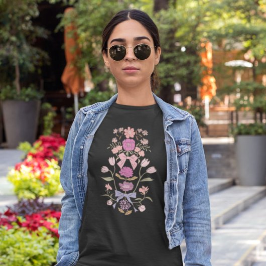T-shirt Vaches et fleurs roses