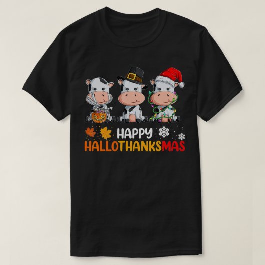 T-shirt Vaches Hallothanksmas Halloween Thanksgiving (Design devant)
