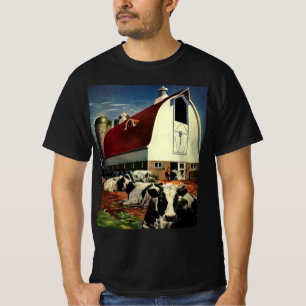 T-shirt Vaches laitières Holstein vintage dans l'entrepris