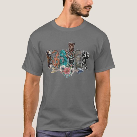 T-shirt Vachette de Pâques Léopard Turquoise Ouest (Devant)