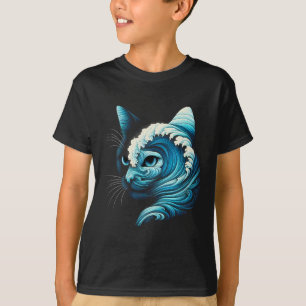 T-shirt Vague Bleue De Chat Dames Bleu Chats Vague Pour Ka