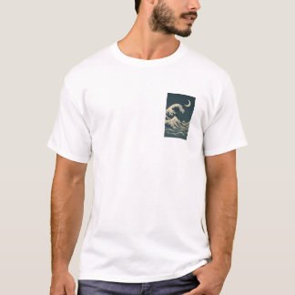 T-shirt Vague de nuit et Lune - Style japonais Océan esthé