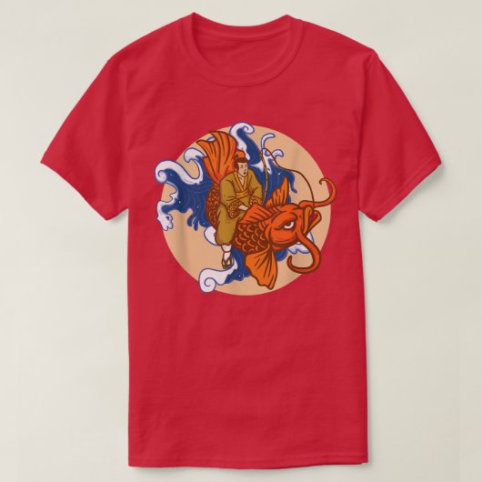 T-shirt Vague de samouraï japonais Poisson rouge Carpe ora (Design devant)