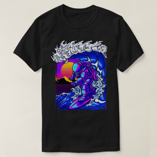 T-shirt Vague de surf astronaute (Design devant)