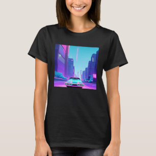 T-shirt Vague de synthé voiture dévaler retrowave futuresy