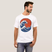 T-shirt Vague du coucher du soleil. (Devant entier)