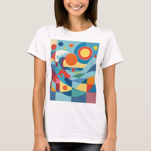T-shirt Vague océane au lever du soleil (Devant)
