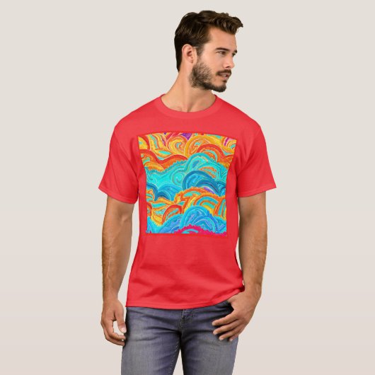 T-shirt Vague Peinture Motif. Commandez dès maintenant  (Devant entier)