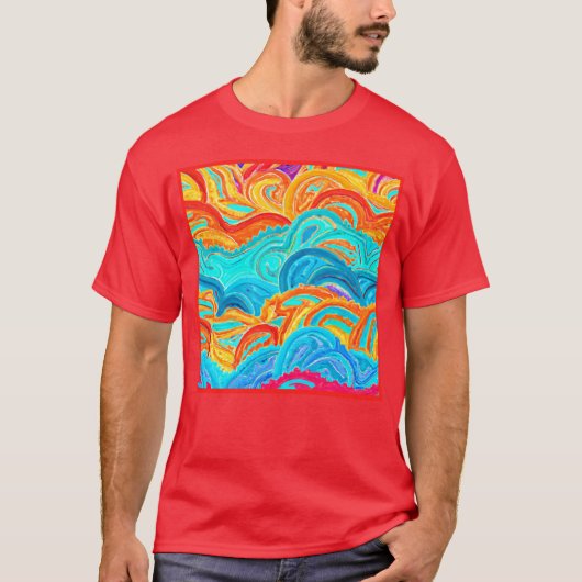 T-shirt Vague Peinture Motif. Commandez dès maintenant  (Devant)