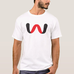 T-shirt Vague rouge et noir Lettre minimale W Monogramme