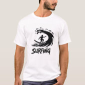 T-Shirt Vague Silhouette Surfeur Audacieux (Devant)