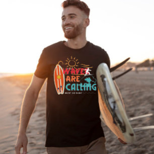 T-shirt Vagues appelant il doit aller surf rétro couleur p