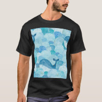 Vagues, baleine, texture bleu enfantine