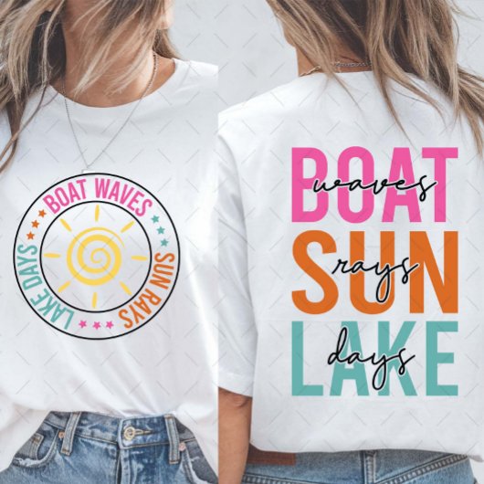 T-shirt Vagues de bateau Sun Rays Lake Day Retro