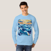 T-shirt Vagues de l'Océan au Coucher du Soleil – M (Devant entier)