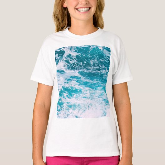 T-shirt Vagues de l'océan bleu (Devant)
