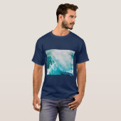 T-SHIRT VAGUES DE MER BLANCHE BLEU DANS LA TEMPÊTE (Devant entier)