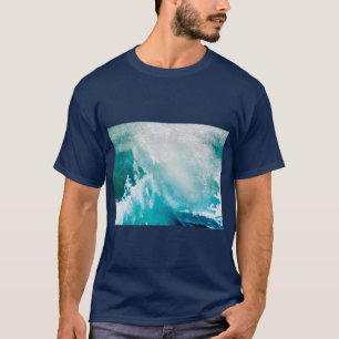 T-SHIRT VAGUES DE MER BLANCHE BLEU DANS LA TEMPÊTE