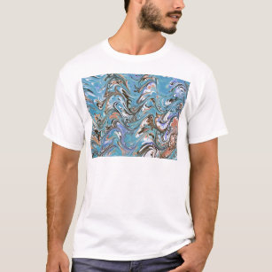 T-shirt Vagues en bleu acrylique pour l'art Abstrait