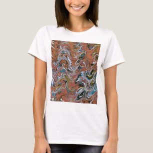 T-shirt Vagues en rouge et bleu acrylique pour l'art Abstr