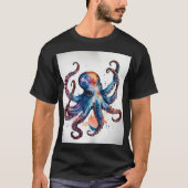 T-shirt Vagues encrées : Tatouage Aquarelle Octopus T-Shir (Devant)