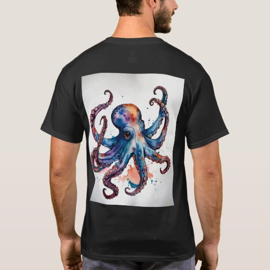 T-shirt Vagues encrées : Tatouage Aquarelle Octopus T-Shir (Dos)