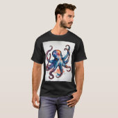 T-shirt Vagues encrées : Tatouage Aquarelle Octopus T-Shir (Devant entier)