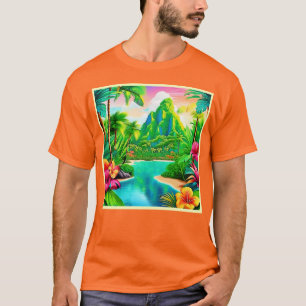 T-shirt Vagues océaniques et palmiers Art