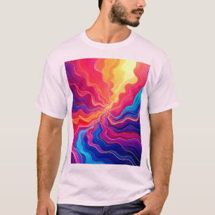 T-shirt Vagues Vives : Art de Flux d'Énergie Néon Abstrait