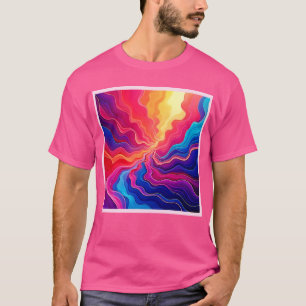 T-shirt Vagues Vives : Art de Flux d'Énergie Néon Abstrait